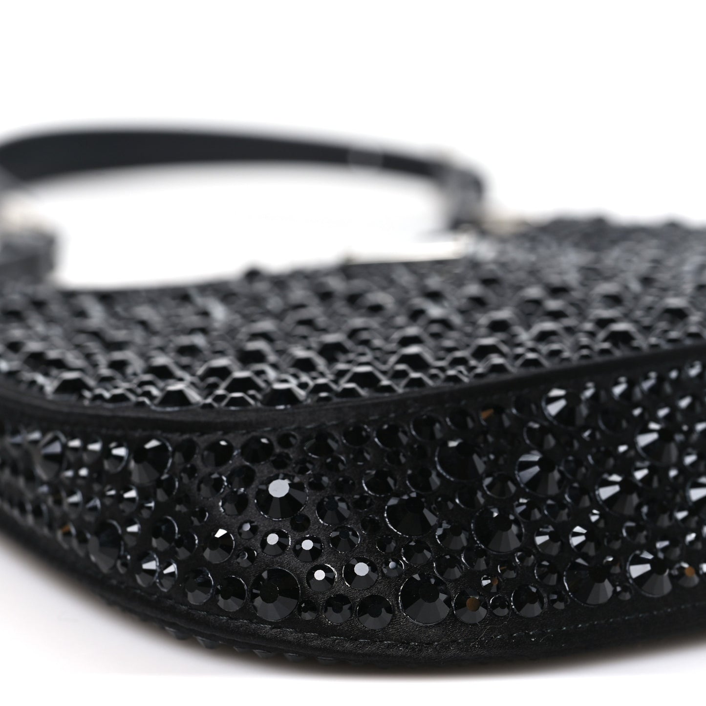 Satin Crystal Cleo Adjustable Strap Shoulder Bag Black