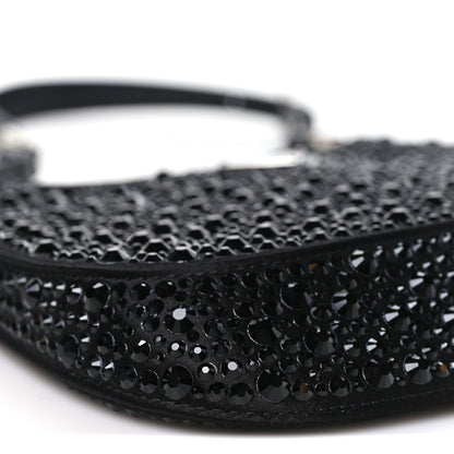 Prada Satin Crystal Cleo Adjustable Strap Shoulder Bag Black 7 of 10