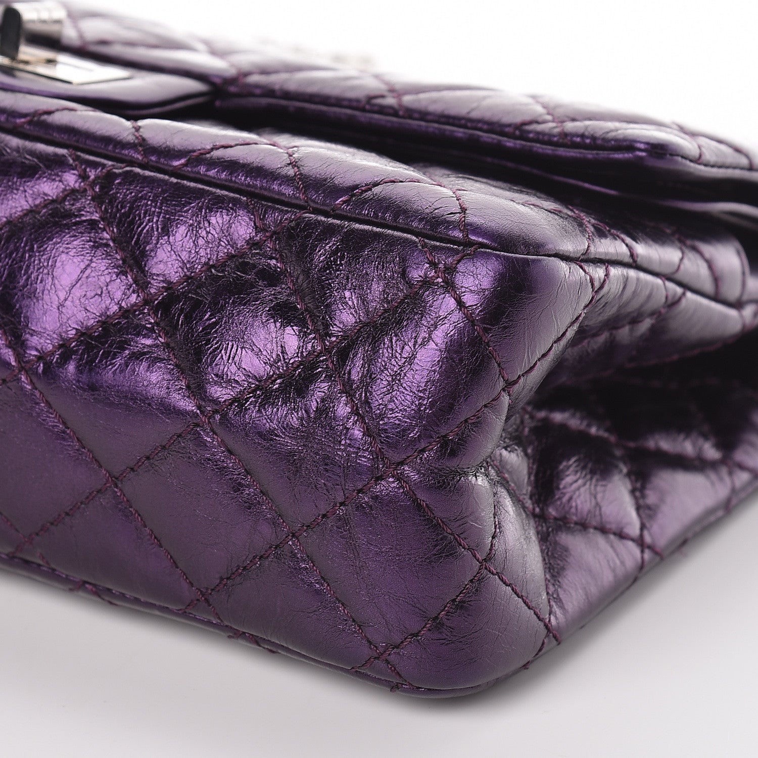 Chanel Metallic Aged Calfskin Quilted 2.55 Reissue 225 Flap Purple 9 of 11