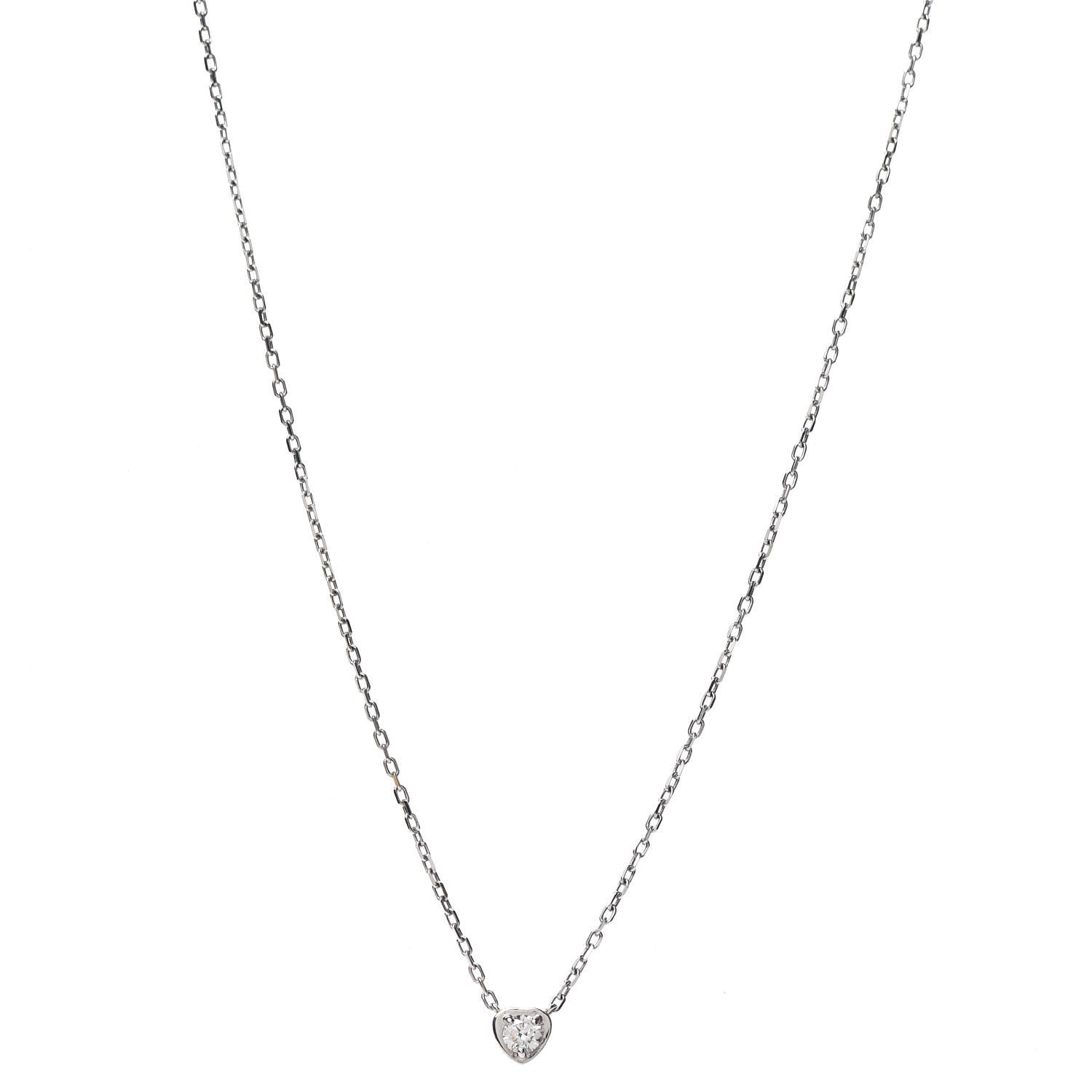 Cartier 18K White Gold Diamond D'Amour Heart Pendant Necklace 1 of 5