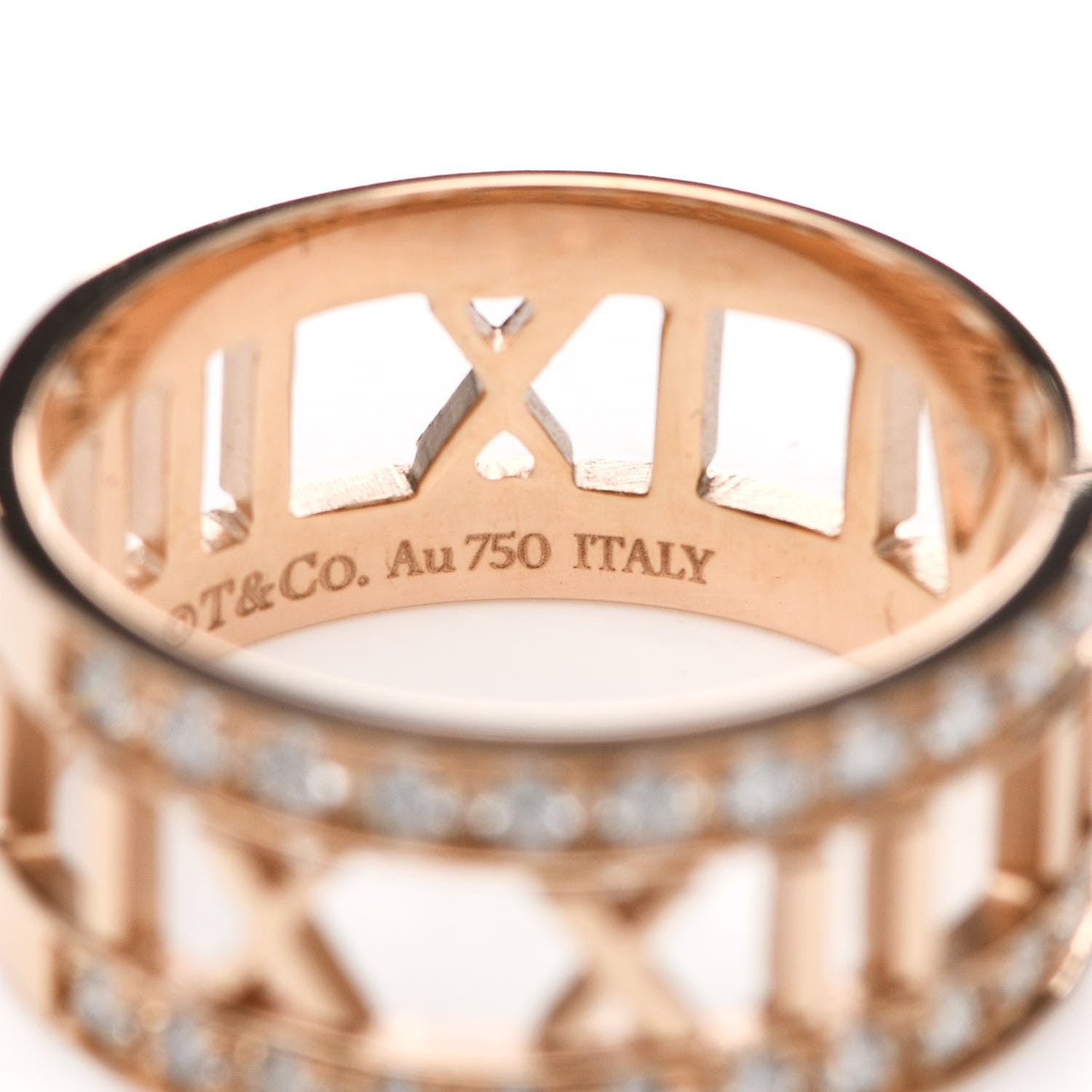 Tiffany 18K Rose Gold Diamond Wide Atlas Open Ring 54 7 5 of 6