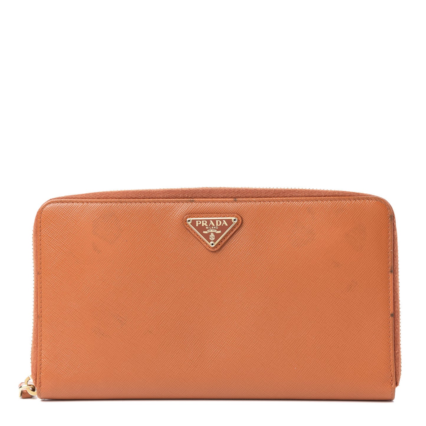 Saffiano Metal Large Zip Around Travel Wallet Papaya