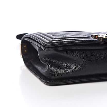 Chanel Caviar Chevron Quilted Medium Boy Flap Black 5 of 11
