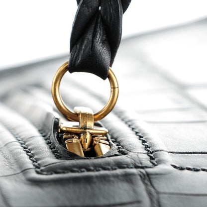 Celine Crocodile Embossed Calfskin Medium Phantom Luggage Black 15 of 24