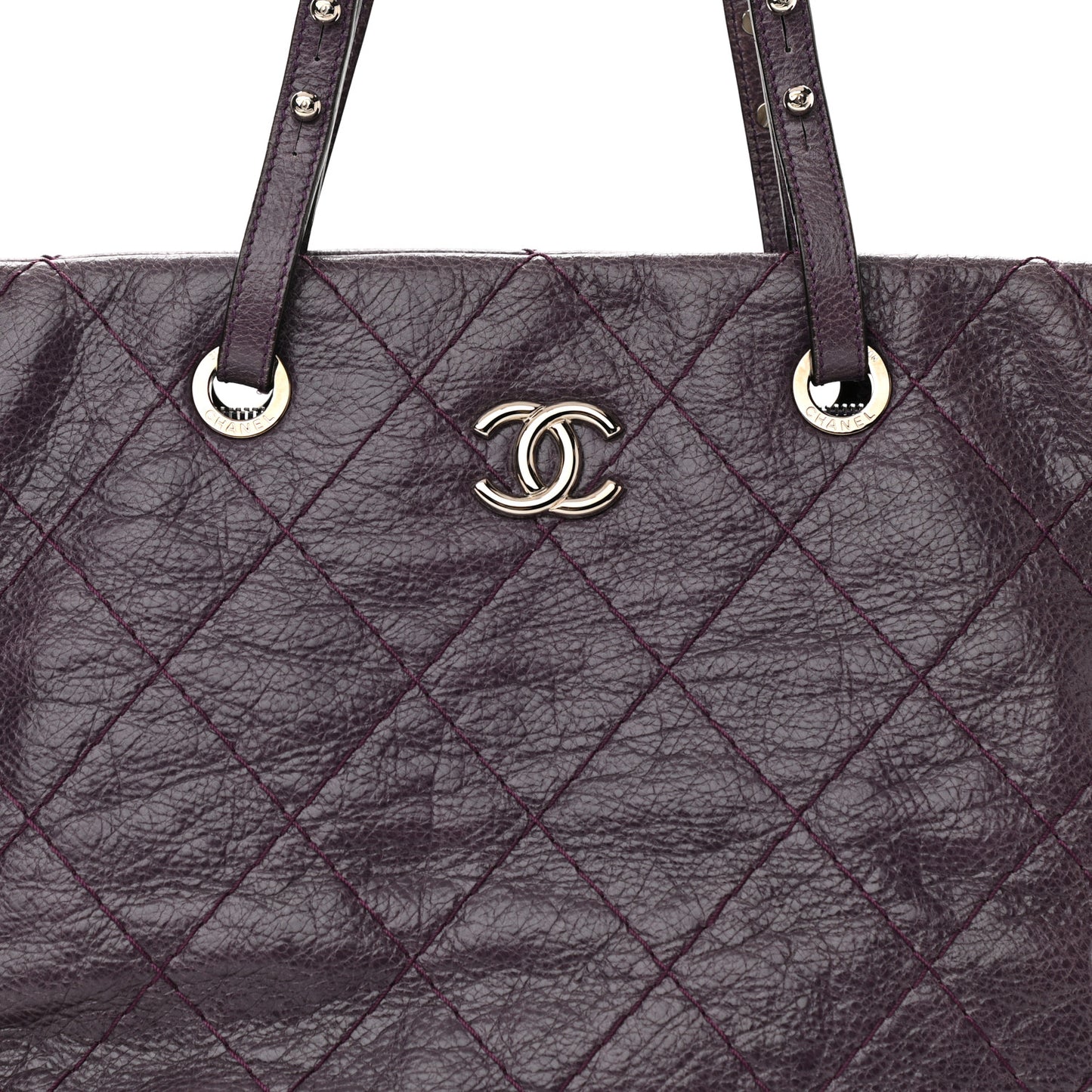 Glazed Calfskin Large On The Road Tote Purple