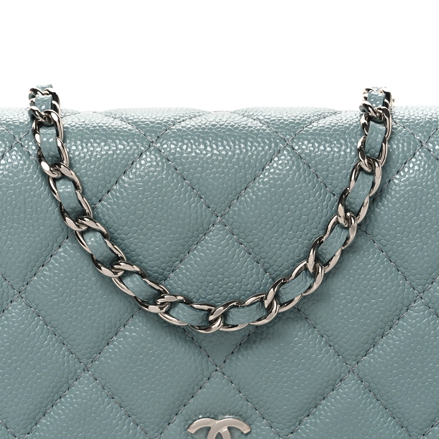 Chanel Caviar Quilted Wallet on Chain WOC Blue 9 of 12