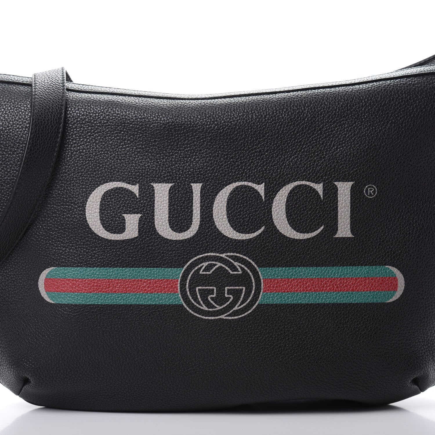Gucci Grained Calfskin Logo Half Moon Hobo Black 8 of 12