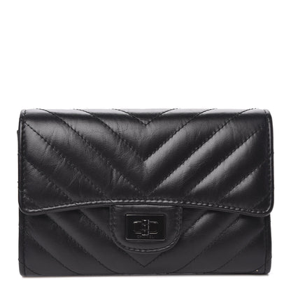 Chanel Aged Calfskin Chevron Quilted Reissue Medium Flap Wallet So Black 1 of 9