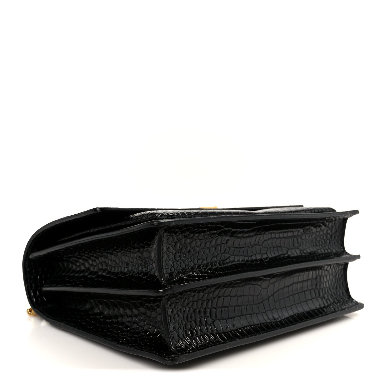 Saint Laurent Calfskin Crocodile Embossed Large Monogram Sunset Black 4 of 12