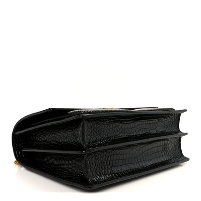 Saint Laurent Calfskin Crocodile Embossed Large Monogram Sunset Black 4 of 12