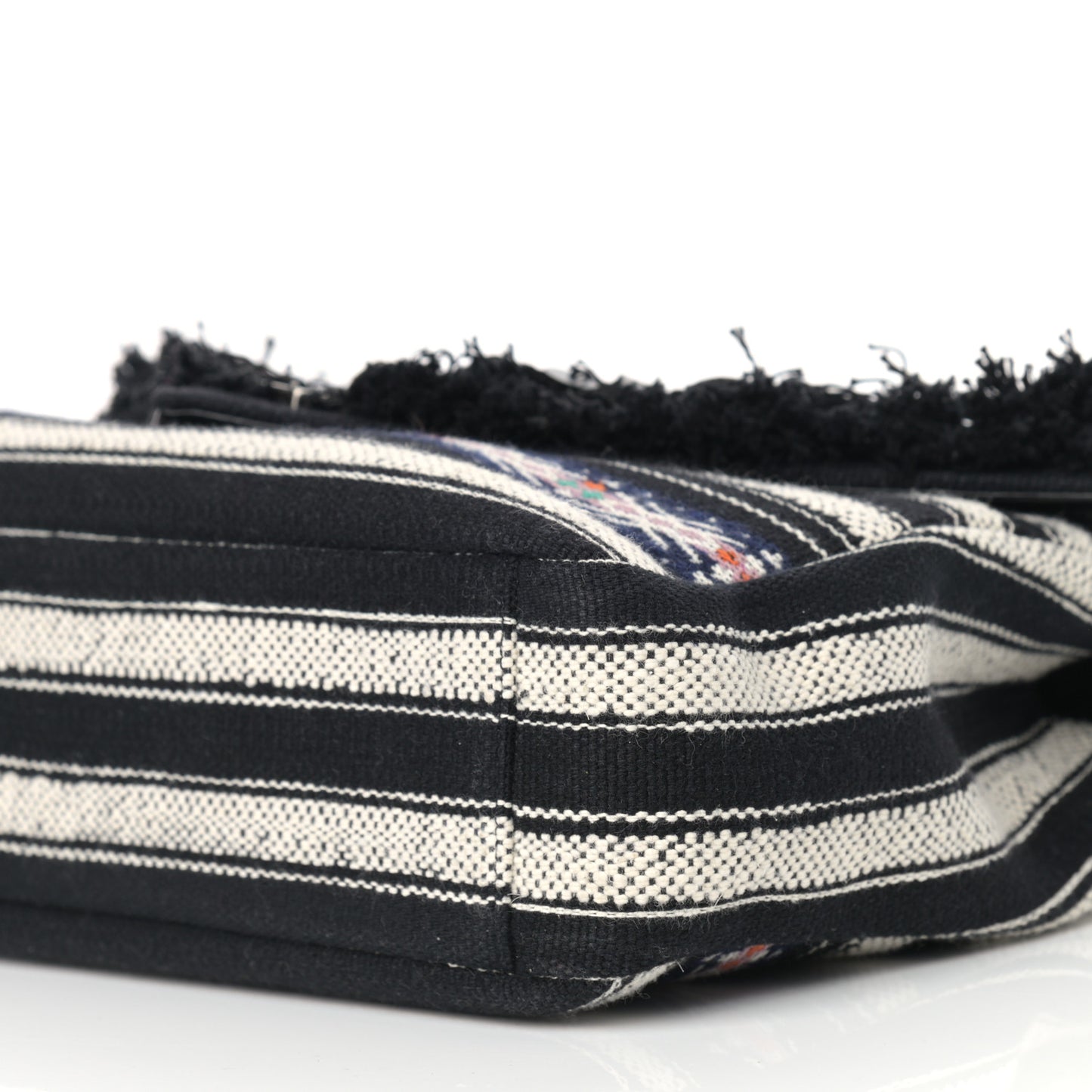 Berber Chevron Tassel Monogram Large College Bag Black