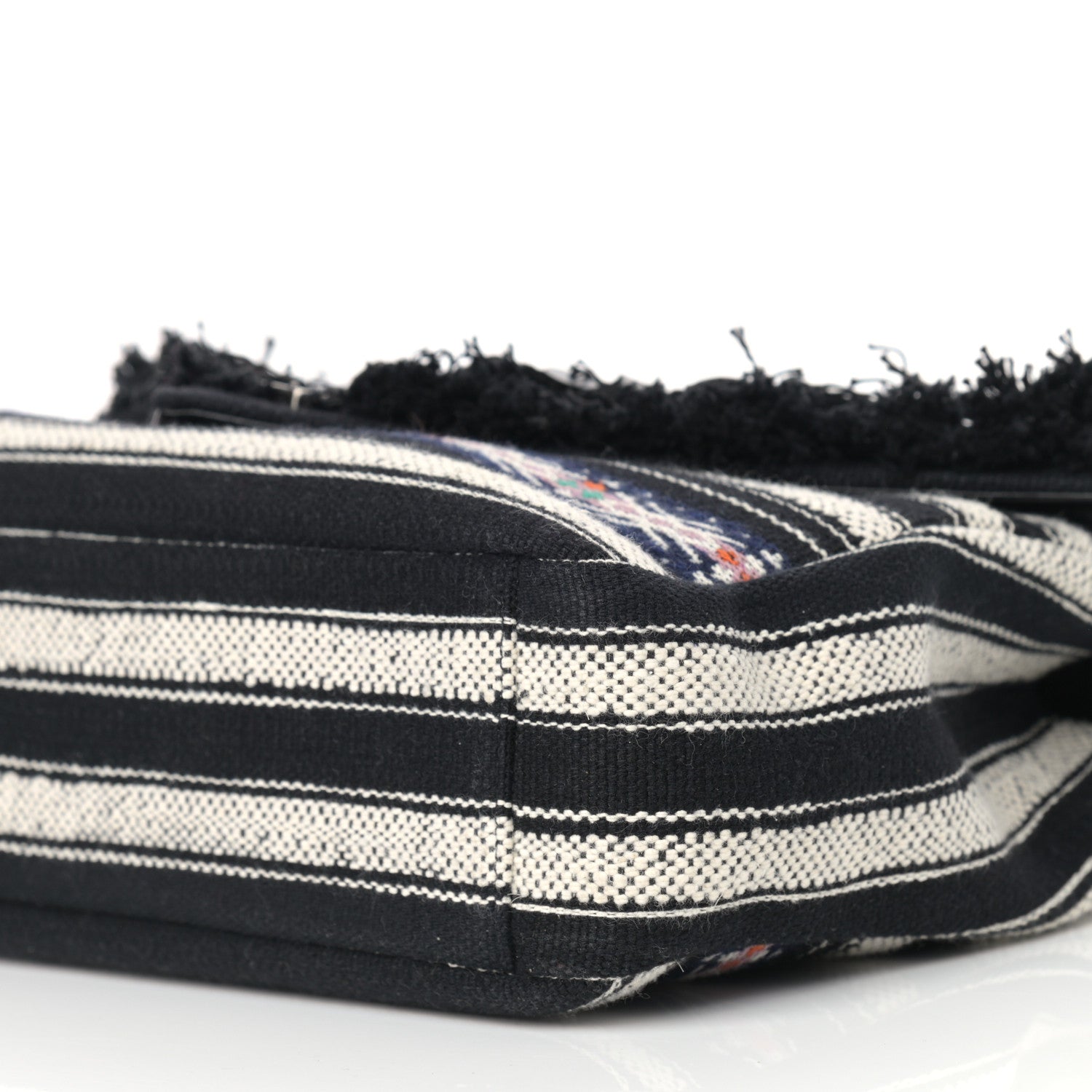 Saint Laurent Berber Chevron Tassel Monogram Large College Bag Black 8 of 12