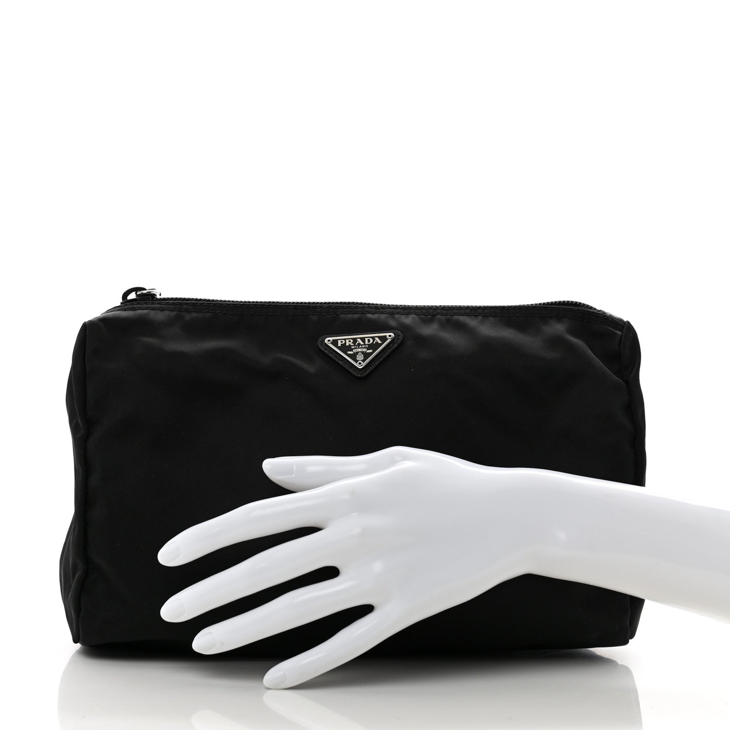 Nylon Tessuto Cosmetic Pouch Black