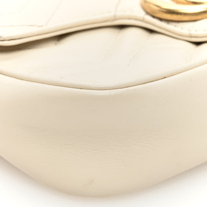 Gucci Calfskin Matelasse Super Mini GG Marmont Shoulder Bag White 9 of 10