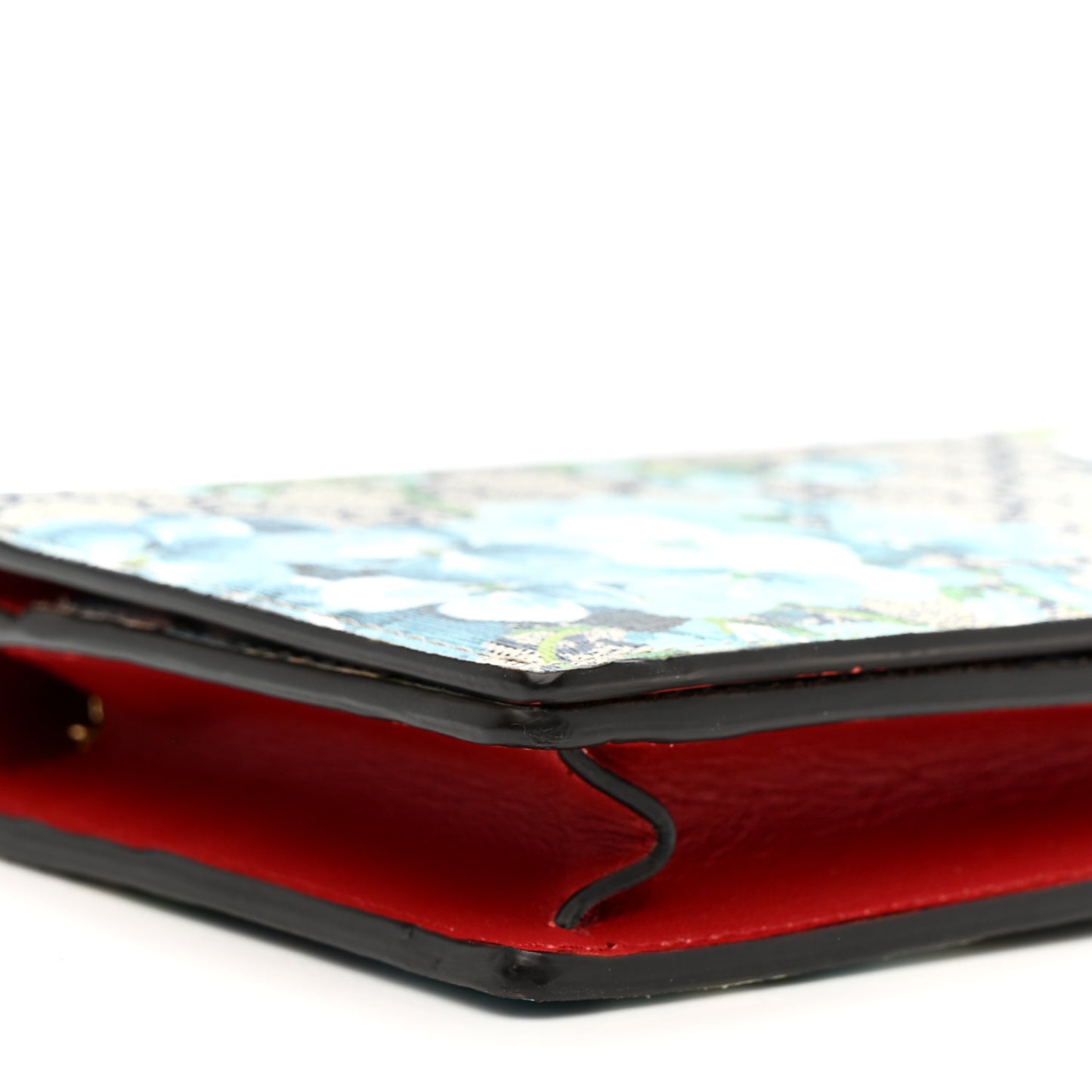 GG Supreme Monogram Blooms Chain Wallet Blue