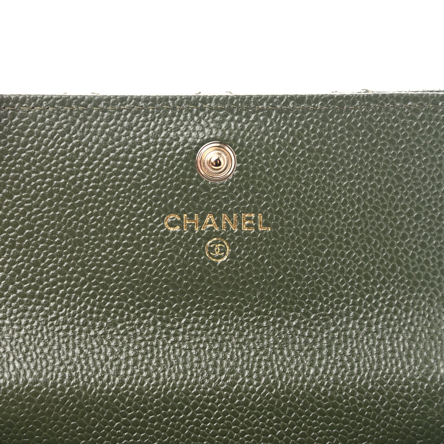 Chanel Caviar Quilted Chain CC Flap Card Holder Khaki 6 of 9