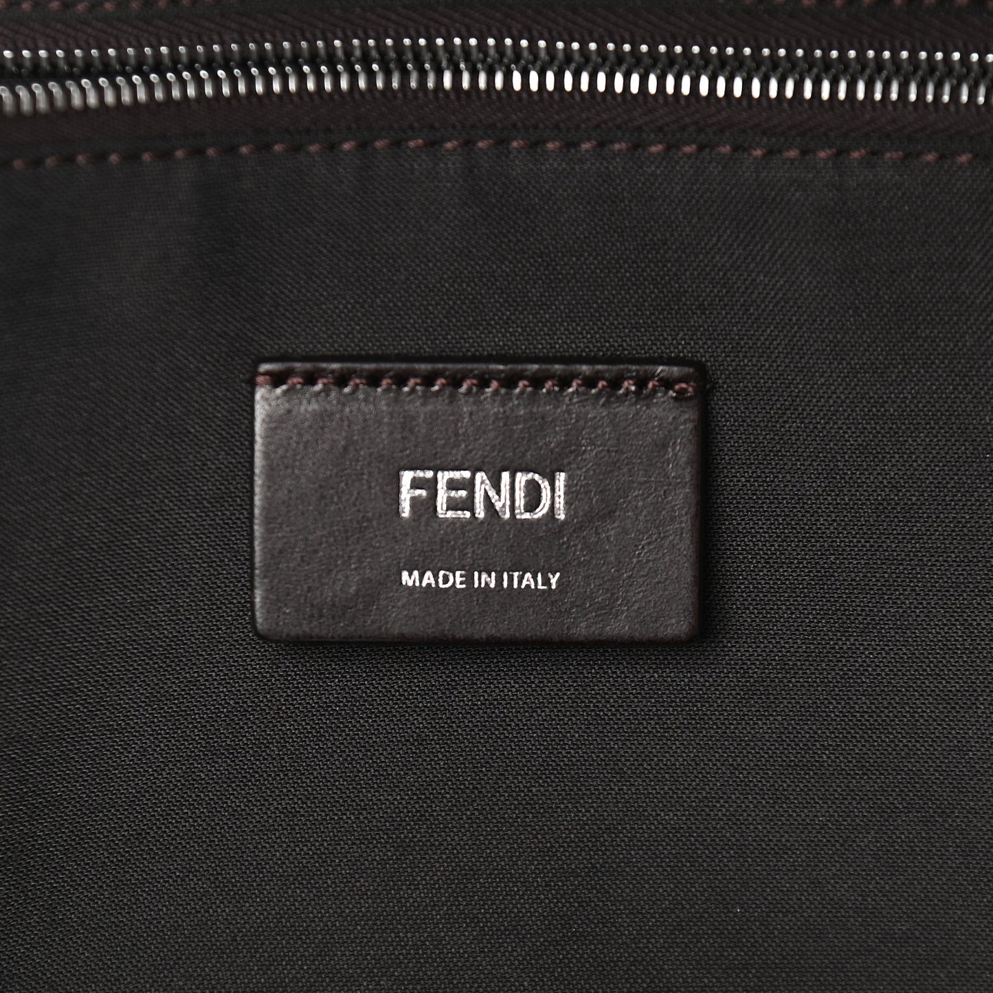 Glazed Fabric Vitello Century FF 1974 Stamp Patch Pouch Pocket Backpack Mogano Panna Black