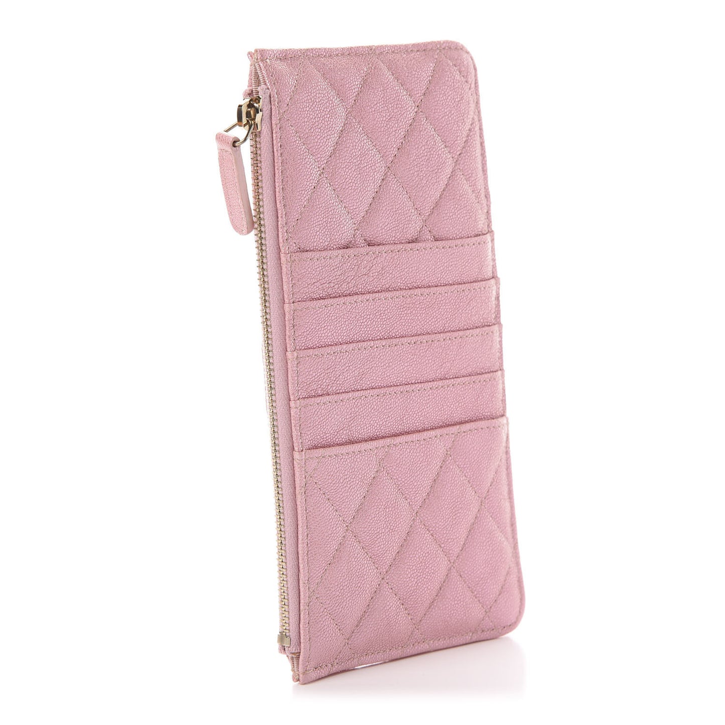 Iridescent Caviar Quilted Classic iPhone Pouch Rose Pink