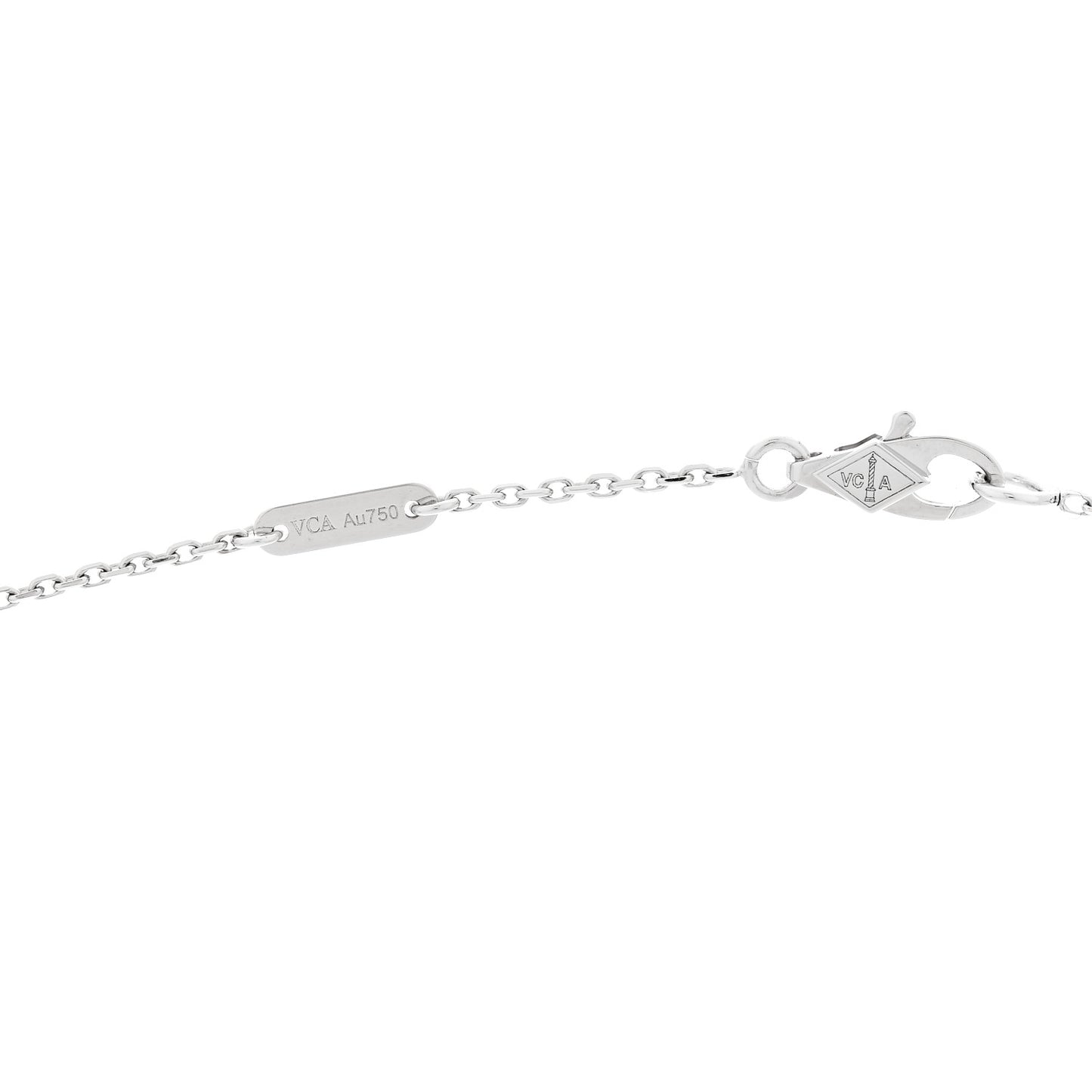 18K White Gold Diamond Sweet Alhambra Pendant Necklace
