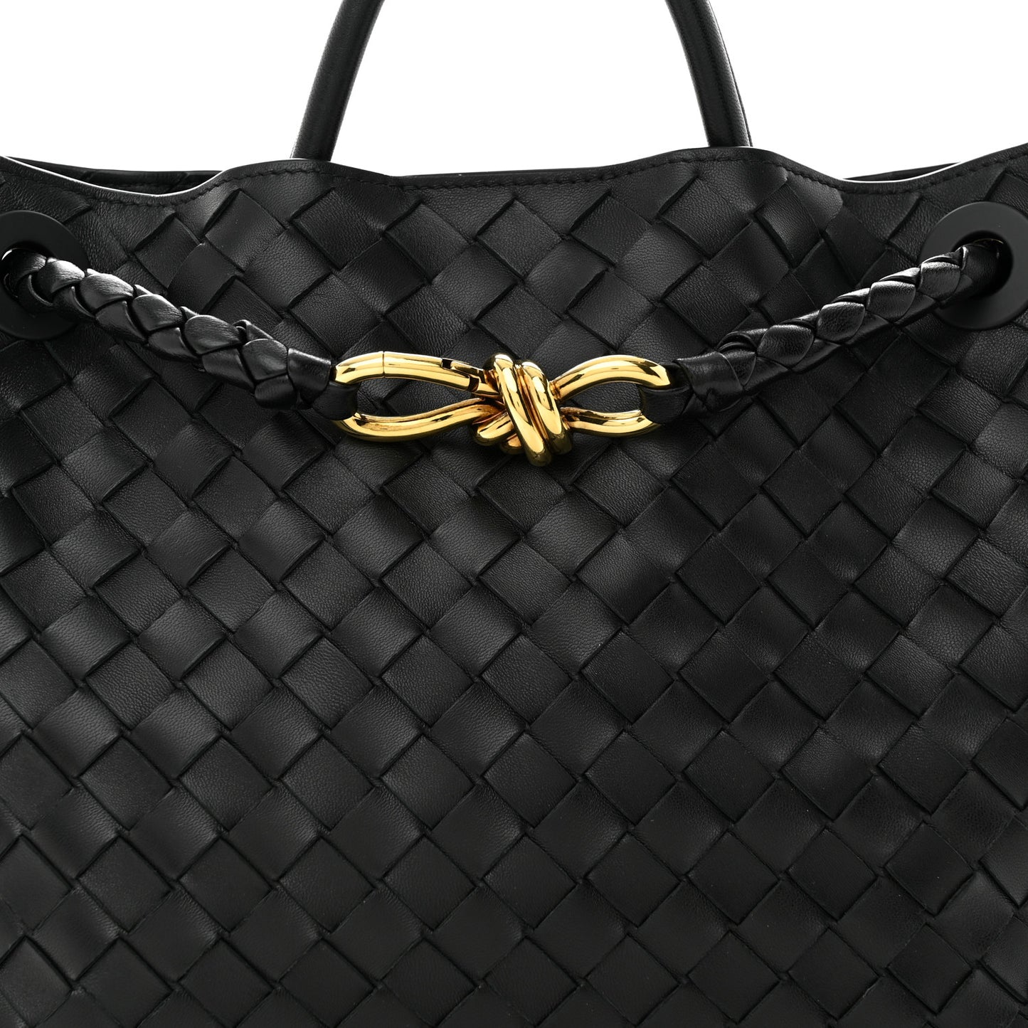 Nappa Intrecciato Medium Andiamo Shoulder Bag Black
