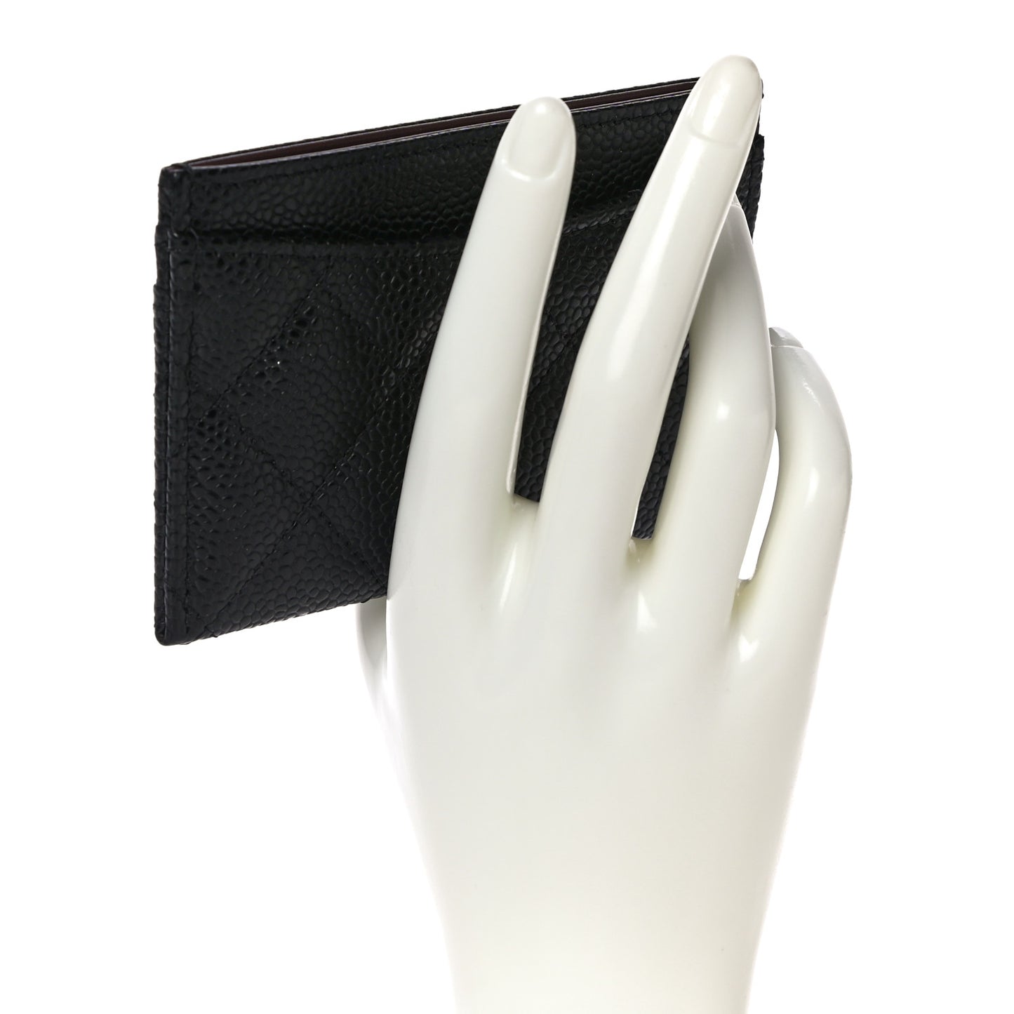 Caviar Quilted Card Holder Black