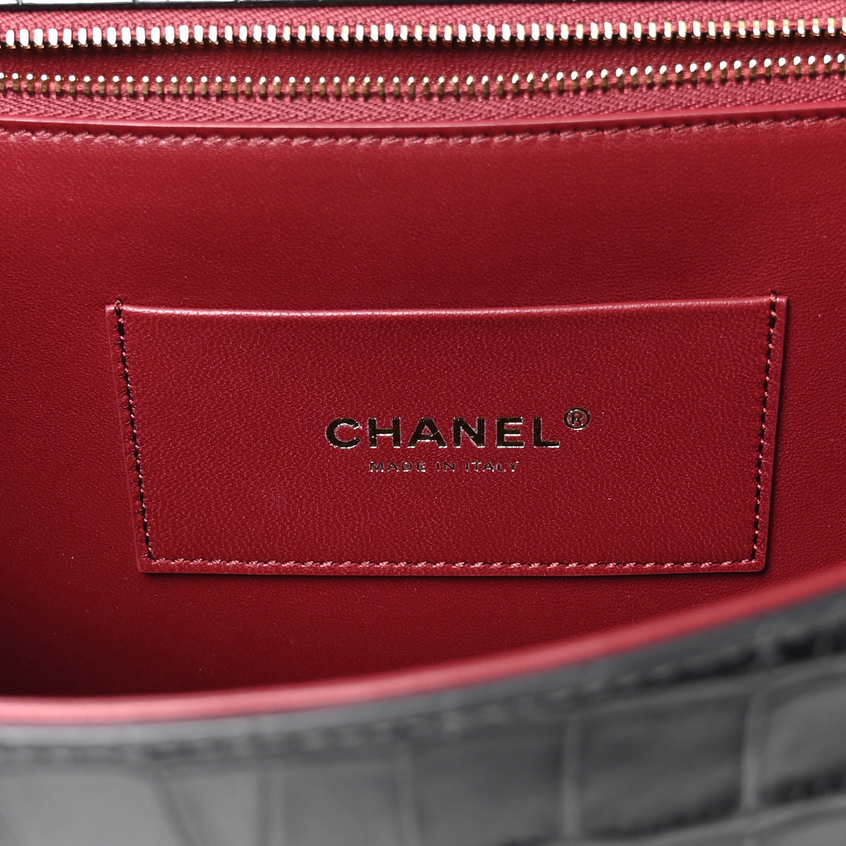 Chanel Calfskin Crocodile Embossed Fifth Avenue Maxi Flap Top Handle Bag Dark Grey 7 of 12