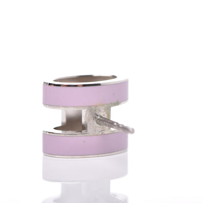 Hermes Silver Lacquered Pop H Earrings Rose Candeur 5 of 5