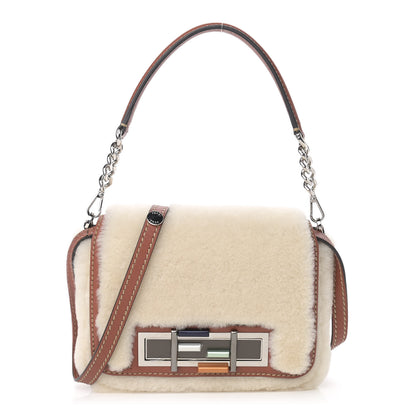 Fendi Shearling Vitello Dolce 3Baguette Shoulder Bag Beige 1 of 9