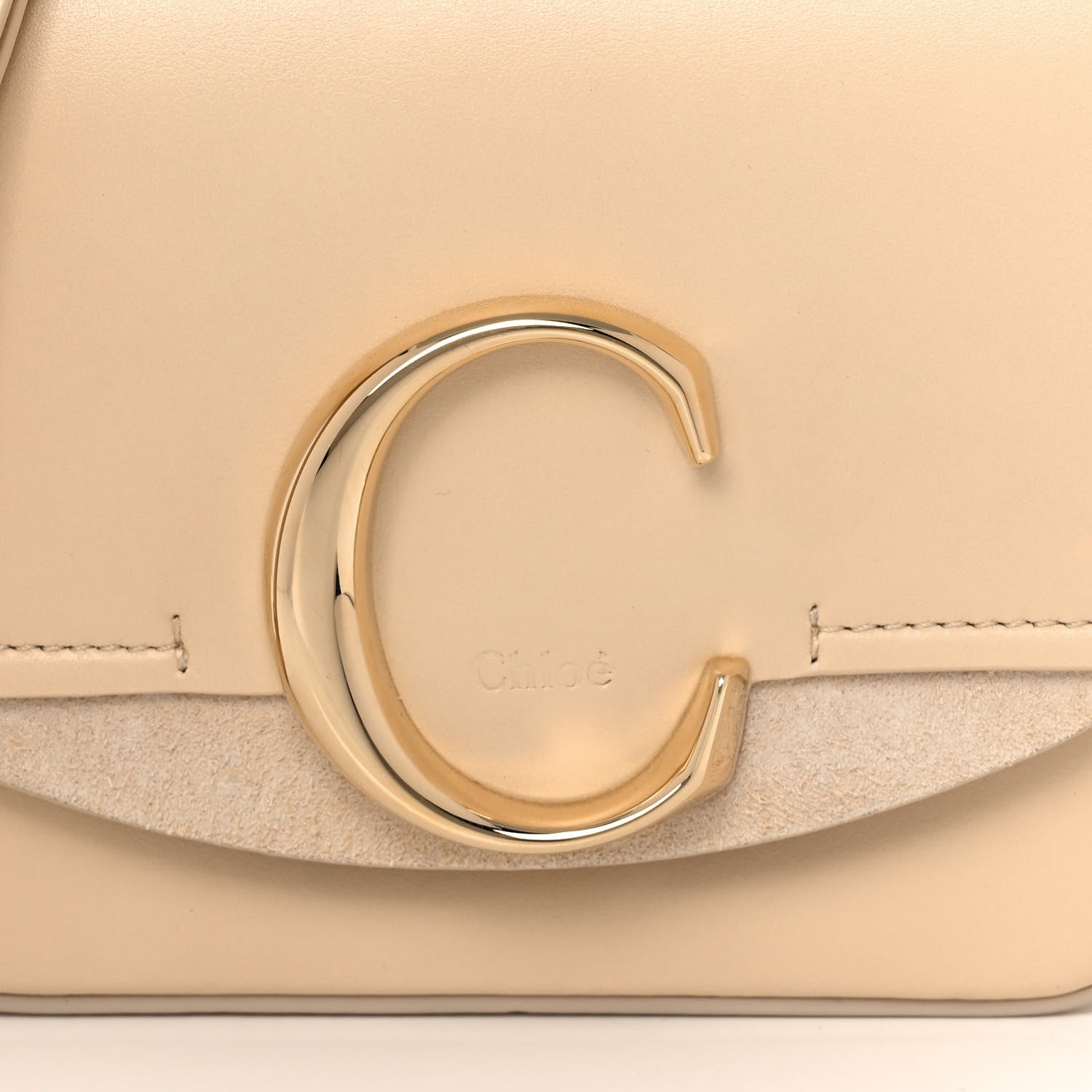 Chloe Shiny Calfskin Suede Mini C Double Carry Blondie Beige 8 of 14