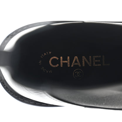 Chanel Crumpled Calfskin Patent Cap Toe Short Boots 41 Black 7 of 12