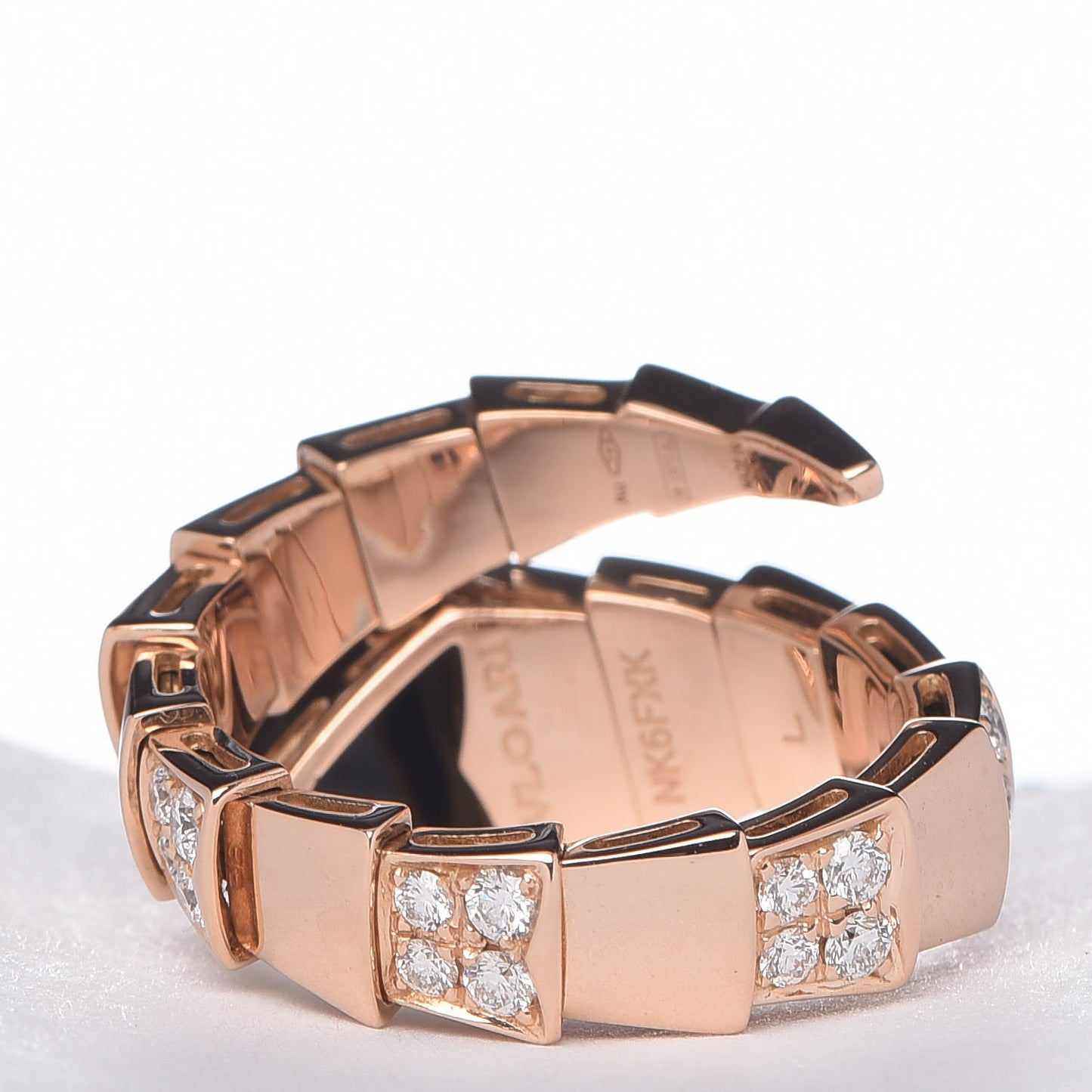 18K Rose Gold Diamond Black Onyx Serpenti Ring L