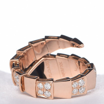 Bulgari 18K Rose Gold Diamond Black Onyx Serpenti Ring L 5 of 6