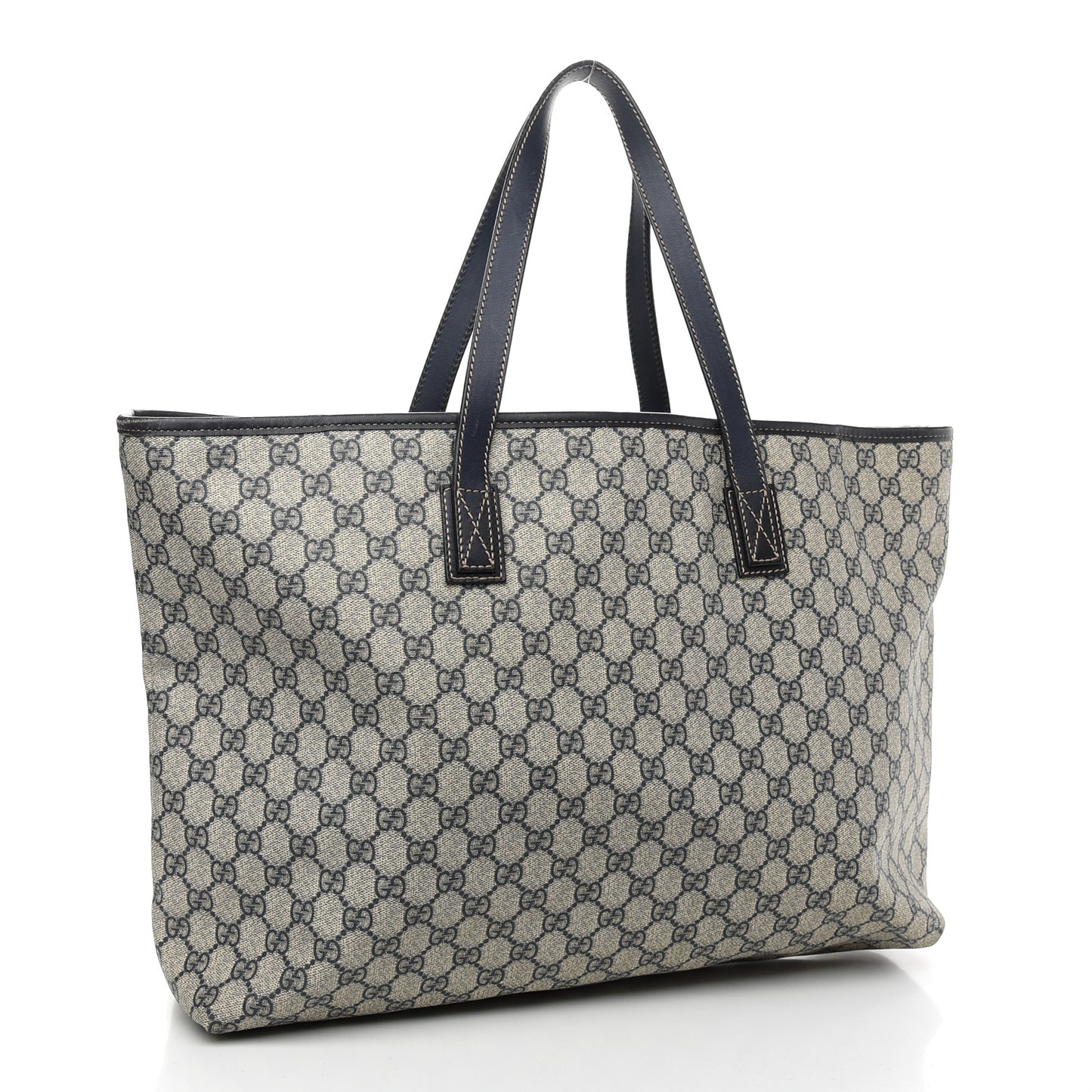 GG Supreme Monogram Large Zippered Shopping Tote Navy