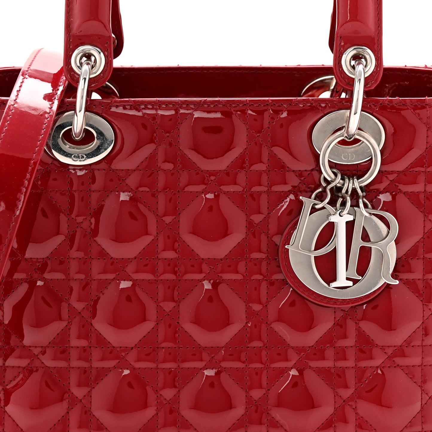 Patent Cannage Medium Lady Dior Red