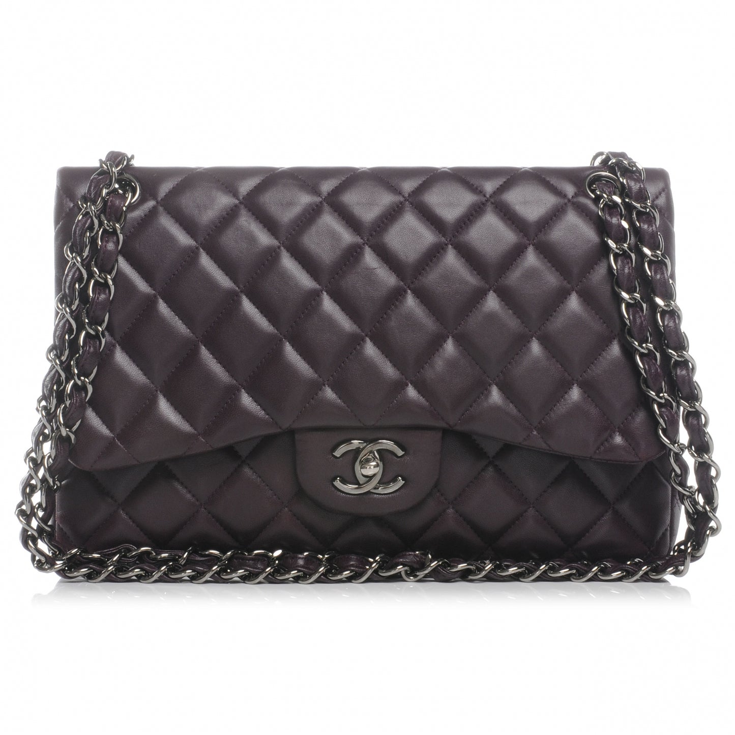 Lambskin Jumbo Double Flap Plum