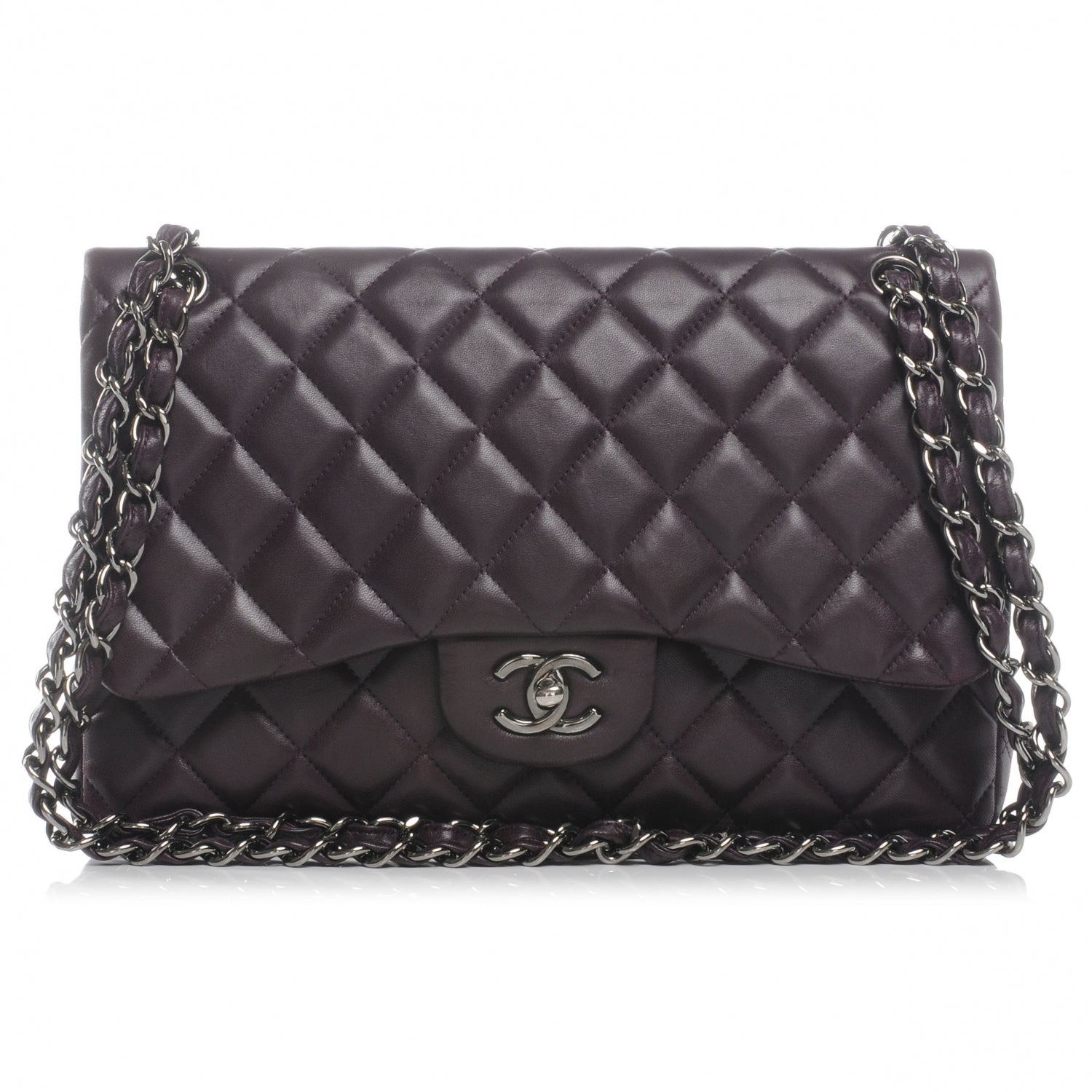Chanel Lambskin Jumbo Double Flap Plum 1 of 9