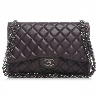 Chanel Lambskin Jumbo Double Flap Plum 1 of 9