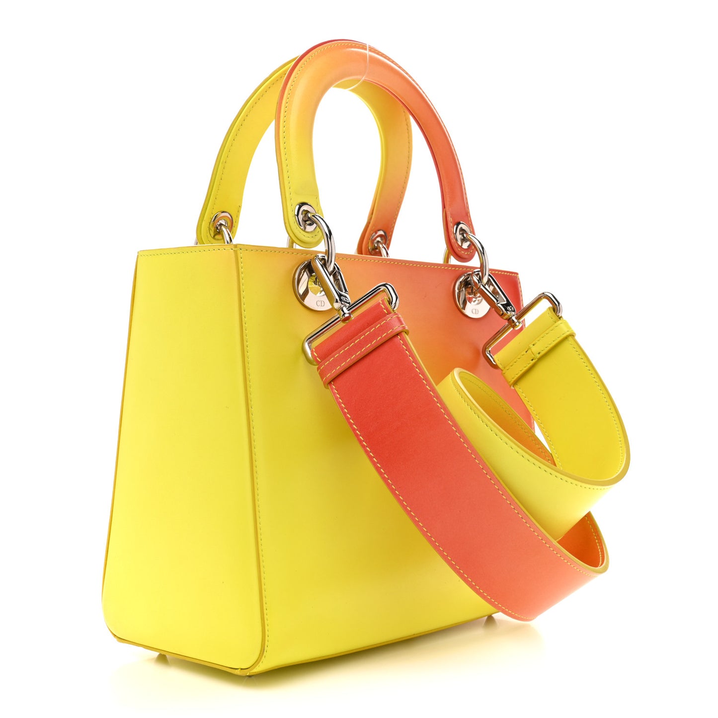Box Calfskin Gradient Medium Lady Dior Yellow Orange