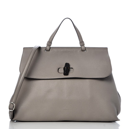 Gucci Cellarius Calfskin Large Bamboo Daily Top Handle Bag Storm Grey 1 of 9