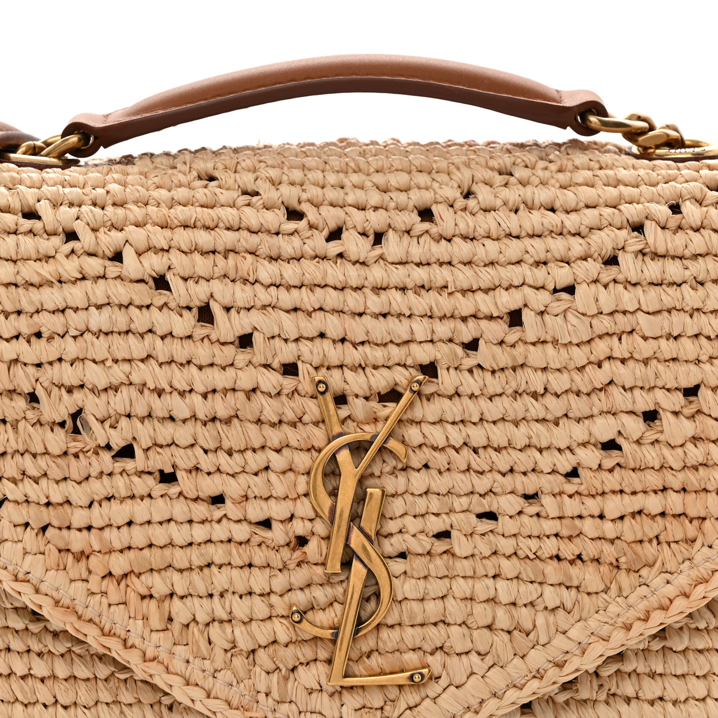 Raffia Monogram Small Loulou Monogram Chain Satchel Natural
