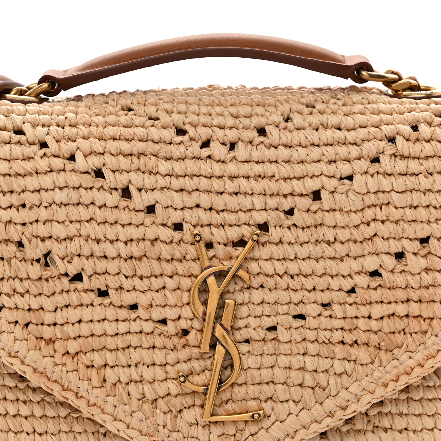 Saint Laurent Raffia Monogram Small Loulou Monogram Chain Satchel Natural 8 of 11