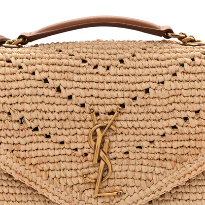 Saint Laurent Raffia Monogram Small Loulou Monogram Chain Satchel Natural 8 of 11