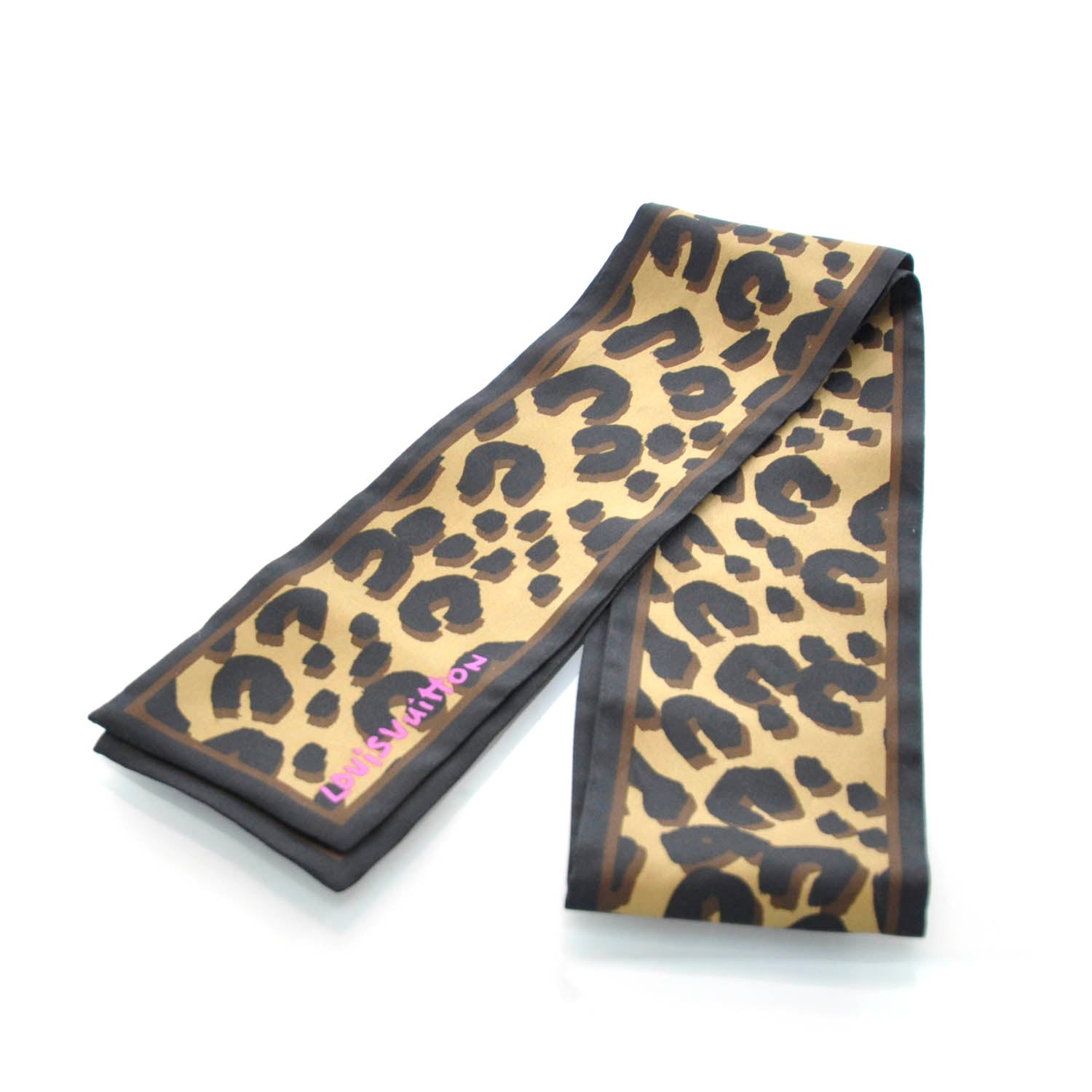 Louis Vuitton Silk Leopard Bandeau Scarf Marron 1 of 5