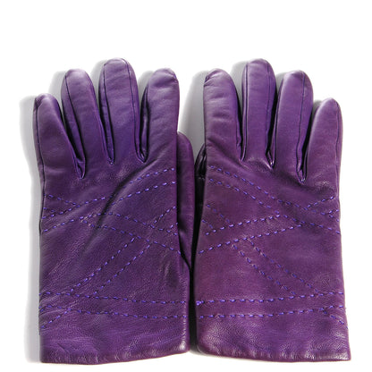 Hermes Lambskin Wool Lined Gloves 7.5 Iris 1 of 4