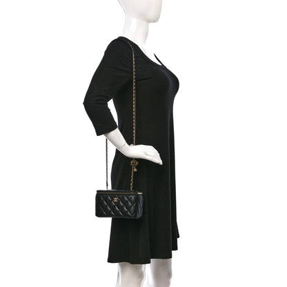 Chanel Lambskin Quilted Small Pearl Crush Vanity Case With Chain Black 2 of 9