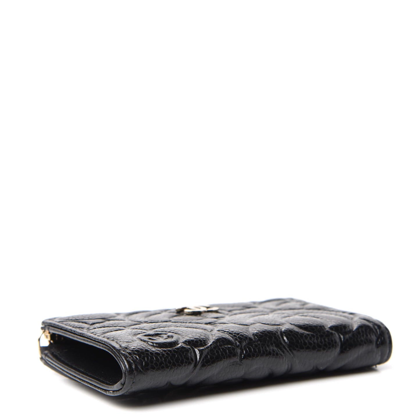 Caviar Camellia Embossed Key Holder Case Black
