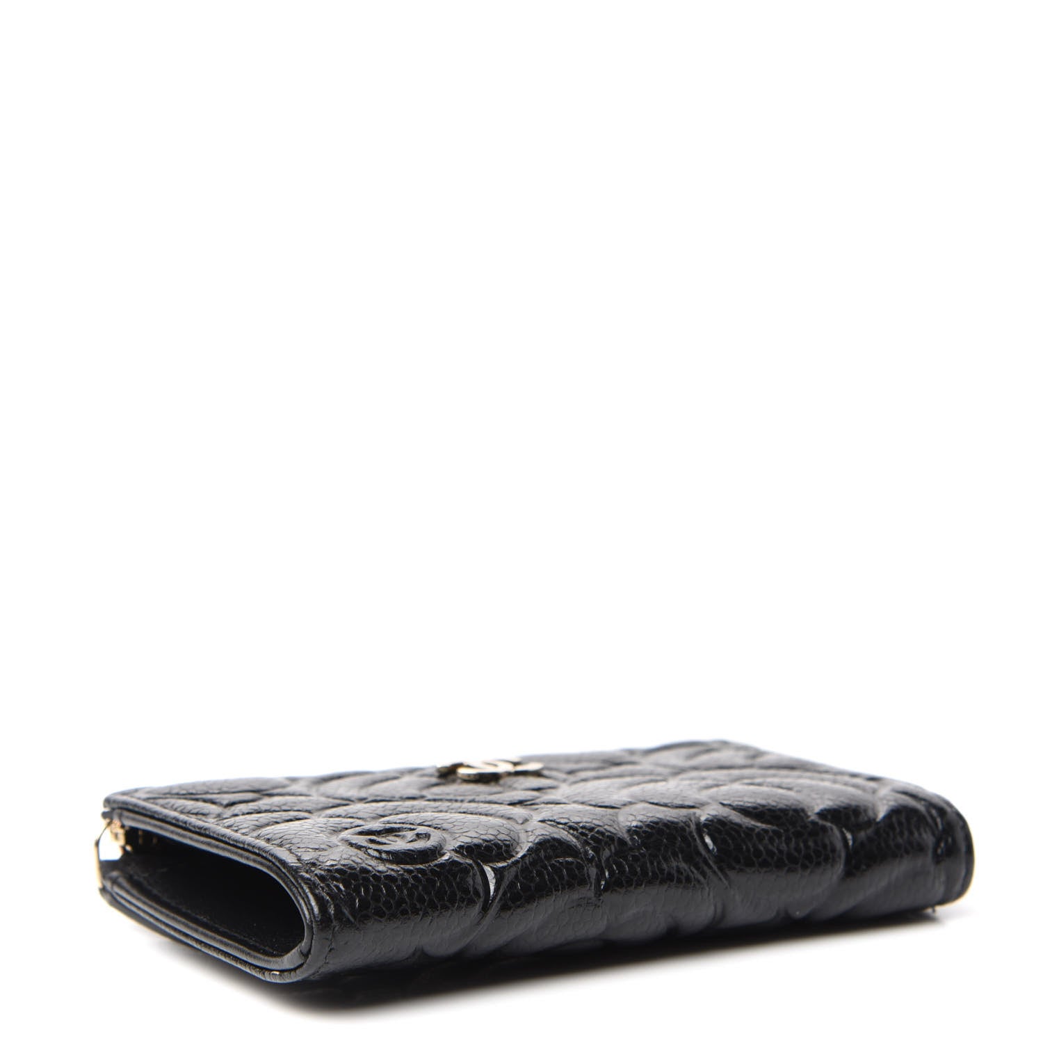 Chanel Caviar Camellia Embossed Key Holder Case Black 4 of 8
