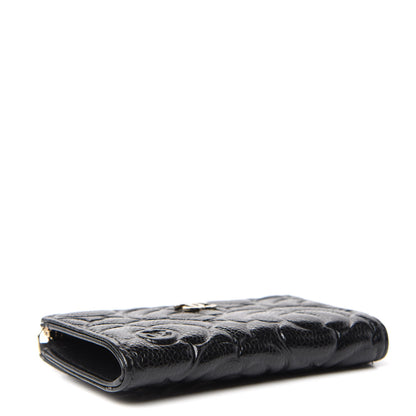 Chanel Caviar Camellia Embossed Key Holder Case Black 4 of 8
