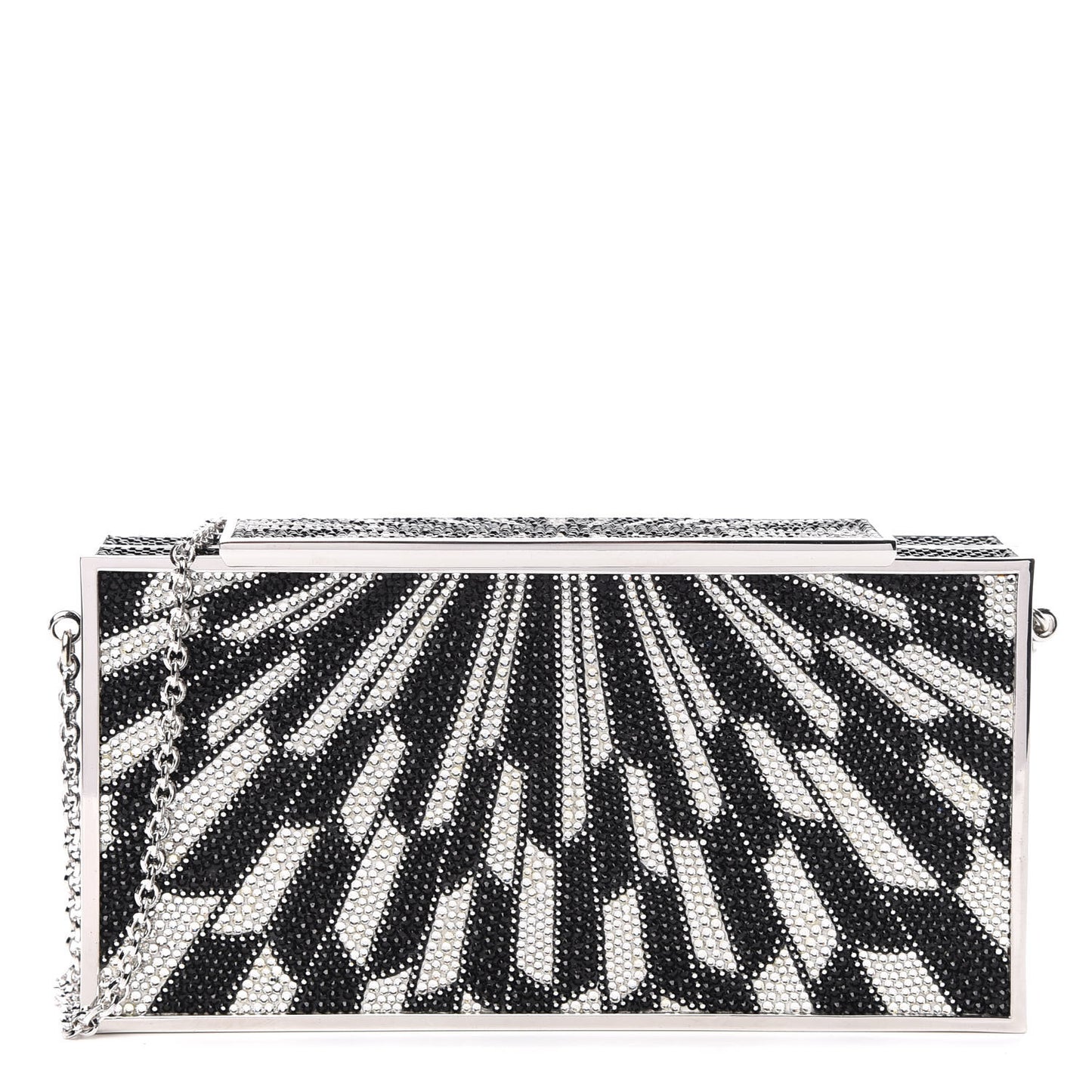 Crystal Minaudiere Clutch Black Silver