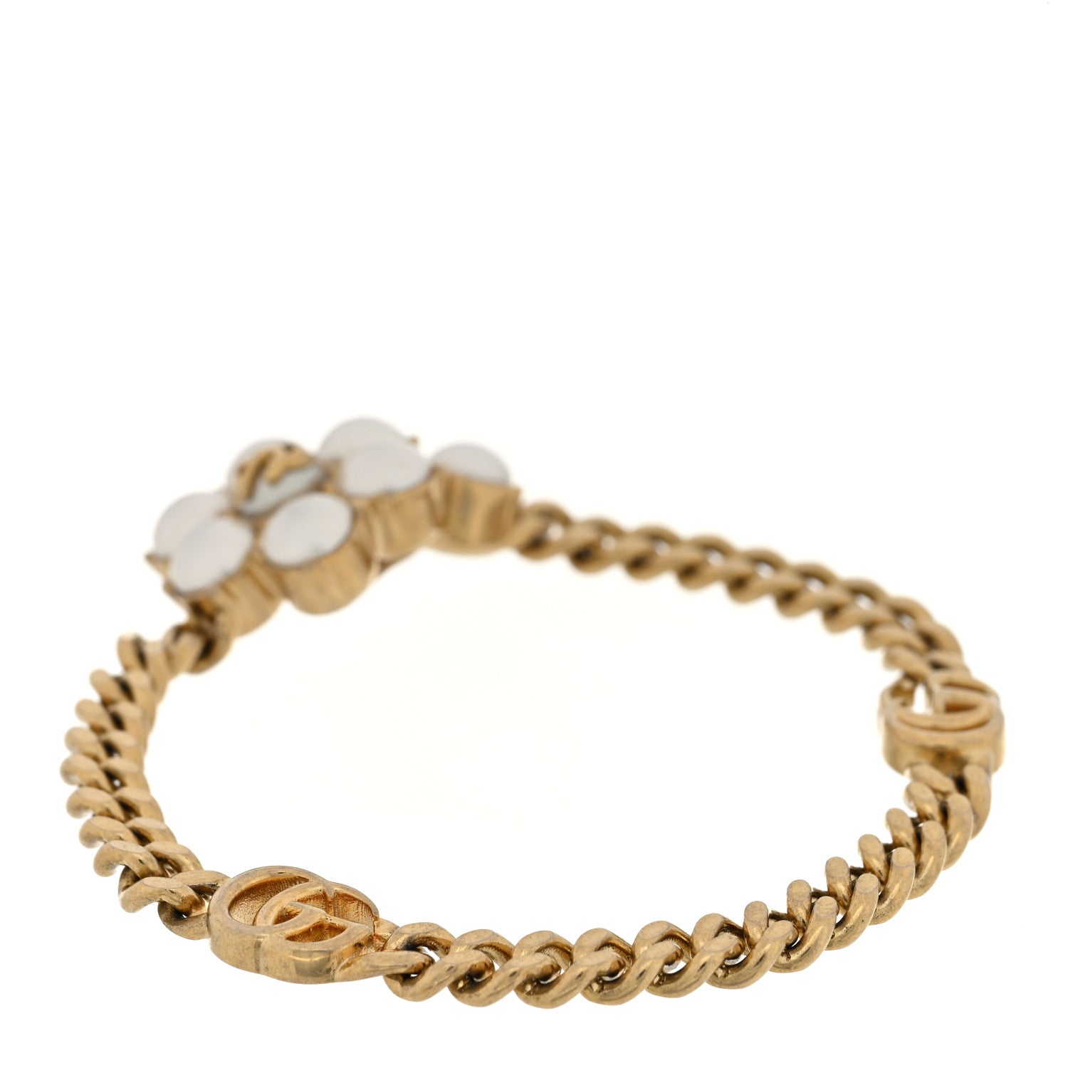Gucci Pearl GG Marmont Bracelet Aged Gold Pearl Cream 3 of 4